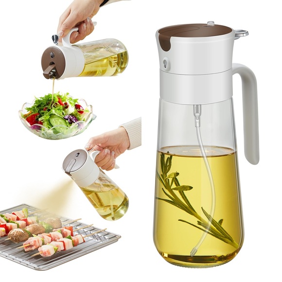 Other - White Glass Olive Oil Dispenser Bottle & Oil Sprayer Bottle